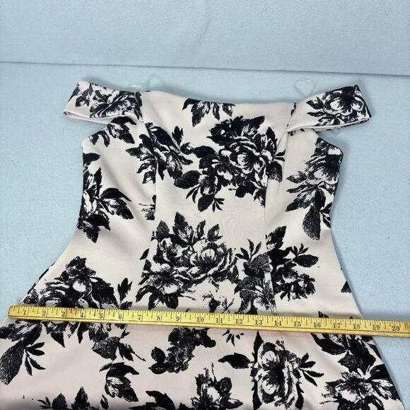 Y2K Teeze Me Tan Dress With Flocked Black Floral Pattern SZ 7 Fit & Flare,Flirty - Picture 7 of 9